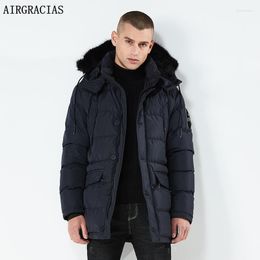 Parkas en duvet pour hommes AIRGRACIAS Top Qualité Col De Fourrure Chaud Hommes Veste D'hiver Coupe-Vent Casual Survêtement Épais Moyen Long Manteau Parka1 Kare22