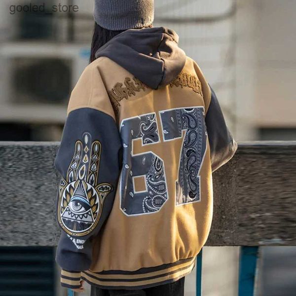 Parkas pour hommes Américain rétro automne et hiver veste manteau femme Y2K rue hip-hop tout-match uniforme de baseball couple décontracté lâche tendance haut Q231024