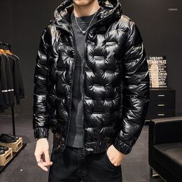 Heren Down Parkas en Plaveided Jackets 2022 Style Short Fashion Light Shiny Trendy Winter Jacket Men