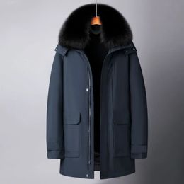 Parkas pour hommes Arrivée Mode Hommes Hiver Chaud Mi-Longueur Hommes Blanc Canard Vers Le Bas Chapeau Détachable avec Col De Fourrure Doudoune Taille S-3XL 4XL 231017