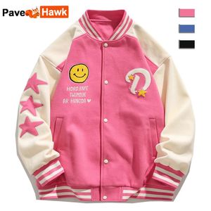 Hombres Down Parkas Otoño Bomber Chaqueta Hombres Mujeres Bordado Patchwork Primavera Hip Hop Chaquetas High Street Unisex Loose College Varsity Coat 2023 231213