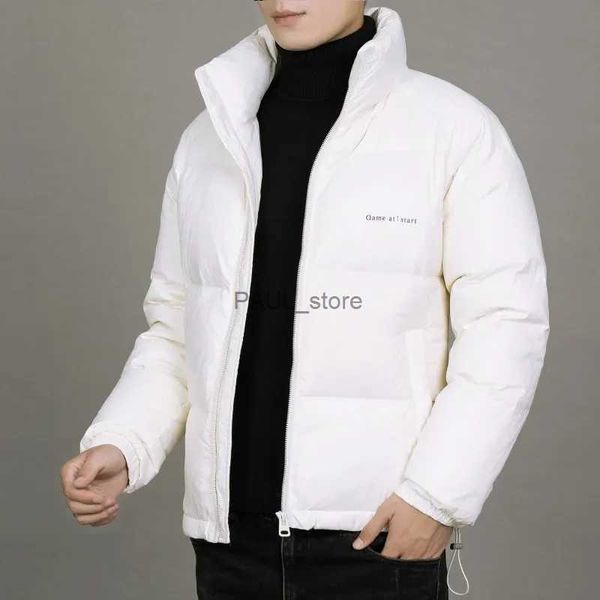 Parkas de plumón para hombre Otoño Invierno Nuevos hombres Chaqueta ligera con cuello alto Moda coreana Abrigo grueso cálido de gran tamaño Blanco Naranja Verde Negro L231209