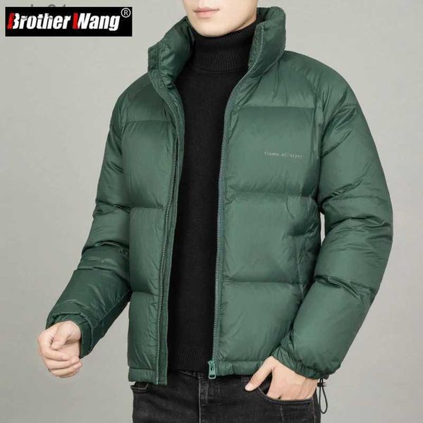 Parkas pour hommes automne hiver nouveaux hommes col montant doudoune légère mode coréenne surdimensionné chaud épais manteau blanc Orange vert noir L231115
