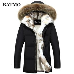 Parkas de plumón para hombre BATMO llegada invierno cuello de piel de conejo 80% chaquetas con capucha de plumón de pato blanco talla S-5XL 231023