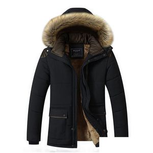 Parkas De Plumón Para Hombres Bontkraag Capuchon Hombres Invierno Jas Moda Forro De Lana Cálido Hombre Y Winddicht Parka Masculina Casaco M 5XL Drop Deliver Dh2H6