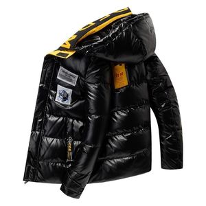 Parkas pour hommes en cuir brillant hommes épaissir chaud veste d'hiver décontracté Parka vêtements d'extérieur automne imperméable col montant manteau à capuche vêtements 230920