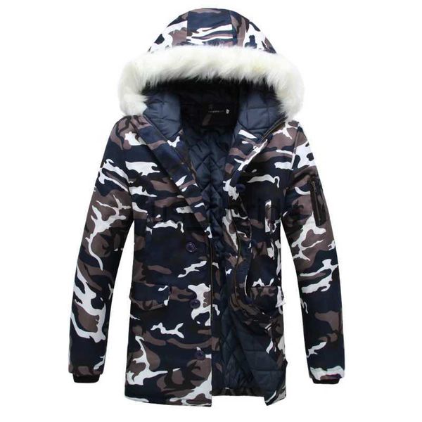 Parkas de plumón para hombre, Parkas de camuflaje, chaquetas 2022, Parka para hombre, abrigo con capucha, Parkas con cuello de piel para hombre, chaqueta de invierno, abrigo militar para hombre J231111