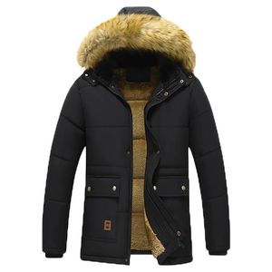 Parkas pour hommes Casual hommes hiver Parka polaire doublé épais chaud à capuche col de fourrure manteau mâle taille 5XL veste en peluche travail outwear noir 231122