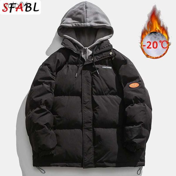 Parkas homme Veste d'hiver colorée pour hommes, manteau surdimensionné, Parka coréenne pour hommes, veste bouffante Harajuku Hip Hop, manteaux à capuche pour hommes et femmes Winter ParkaL231115