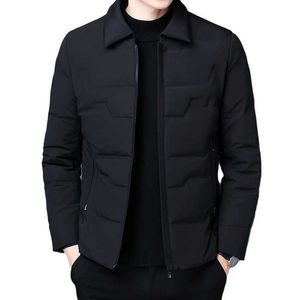 Parkas de plumón para hombre, chaqueta de plumón corta con cuello de piel de cordero desmontable, chaqueta de negocios con solapa de plumón de pato blanco nuevo para Otoño/Invierno