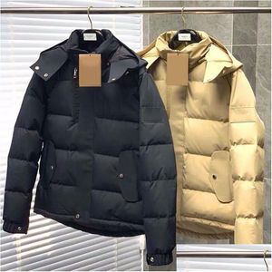 Parkas Pour Hommes Doudoune Hiver Hommes Veste Noire Et Beige Style Britannique Parka Épaissi Chaud Court À Capuche Manteau De Loisirs D'affaires Dhpx8