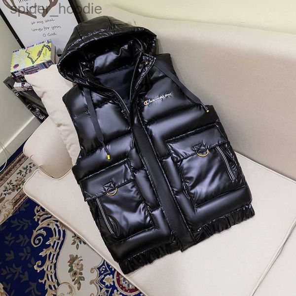 Parkas pour hommes vers le bas coton gilet à capuche hommes mode noir hiver nouveau manteau chaud décontracté épaissir Gilets mâle veste gris gilet sans manches L230926