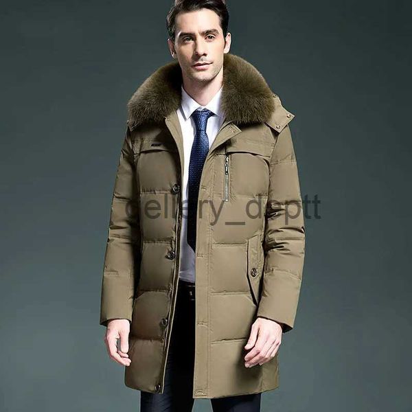 Men's Down Parkas Down hommes nouveau 2023 veste Hiver Long manteau hommes col de fourrure de renard épais doudoune Parka Doudoune Hiver Homme KJ1026 s J231010