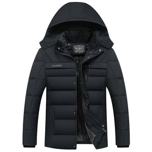 Hombres Down Parkas Moda Fleece con capucha Abrigo de invierno Hombres Grueso Cálido Chaqueta para hombre Regalo a prueba de viento para el padre Marido Parka 220907