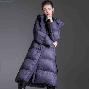 Parkas de plumón para hombres Pato blanco con capucha de moda para mujer 2021 Longitud media Moda Atmósfera de gama alta Chaqueta de encaje engrosada suelta 3tn2