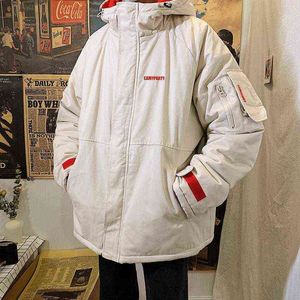 Heren Down Parkas Fashion Hooded Workwear Coat High Street Multi-pocket jas losse warme Koreaanse kleding Winter Menmen's T220809
