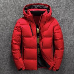 Parkas de plumón para hombre, chaqueta con capucha a la moda para hombre, prendas de vestir, chaqueta cálida para invierno para hombre, abrigo informal con cuello levantado, chaqueta gruesa de pato blanco 231218