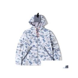 Heren donsparka's mode winter pufferjas damesjas verdikte donsjassen camouflage haai afdrukken mond hiphop fl zip ke dhn08