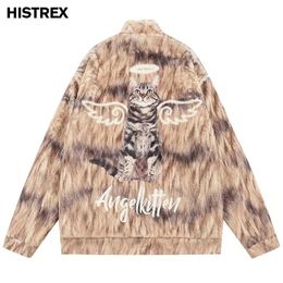 Parkas pour hommes en fausse fourrure veste de chat hommes Harajuku Hip Hop manteaux graphiques hiver chaud épais vêtements d'extérieur coréen Streetwear 2023 vêtements de qualité 231011