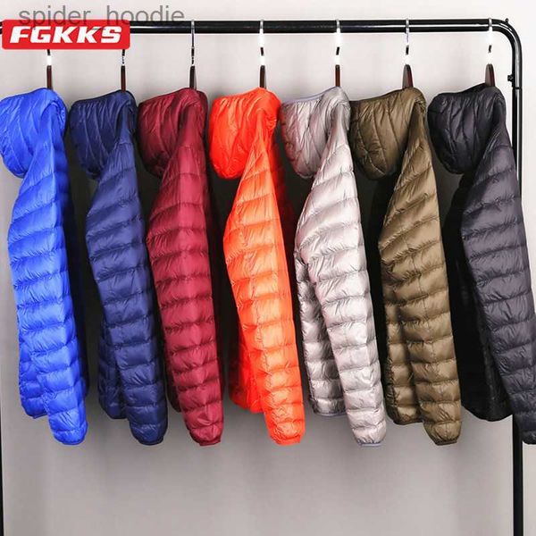 Parkas de plumón para hombre FGKKS 2023 Marca Chaqueta de plumón informal para hombre Algodón puro Cálido Color sólido Abrigo con capucha Chaqueta de plumón de alta calidad para hombre L230926