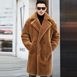 Veste longue et chaude en fourrure pour homme, Parkas, manteau d'hiver pour la neige, vêtements épais en polaire, 2023, 231118