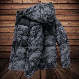 Parkas pour hommes gris Camouflage doudoune hommes Parka vestes hiver Sports de plein air coupe-vent manteaux avec capuche chaud épaissir manteau rembourré 231018