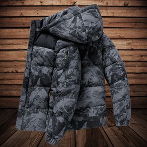 Heren Down Parkas Gray Camouflage Puffer Jacket Men Parka Jackets Winter Outdoor Sports Windscheper Lagen met Hood Warm Dikke Vandded Coat 231027