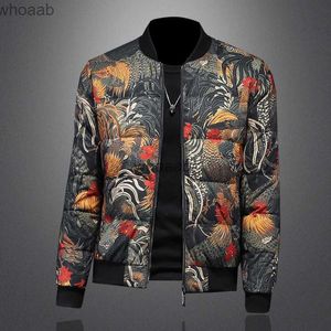 Men's Down Parkas Beau Plus La Taille Casual Hommes Doudoune Fleur Graffiti Dames Manteau D'hiver Tendance Court Brillant Col Montant Léger Haut HKD230911