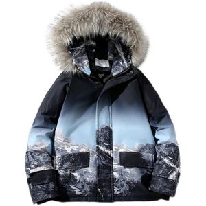 Heren Down Parkas Harajuku Japan Style Winter Jacket Print Street Fashion Burar Dik Warm High Coat Casual 221130