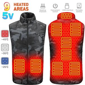 Donzen parka's voor heren Verwarmingsvest Heren Winter verwarmd vest Kleding Jacht Ski-verwarmingsjas Antivrieskleding Kleding met USB-voeding 9 gebieden 231128