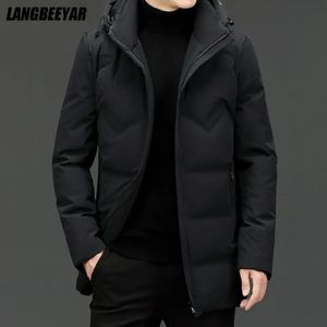Parkas pour hommes haut de gamme marque décontractée mode longue 90 veste de canard pour hommes avec capuche coupe-vent noir manteaux bouffants vêtements d'hiver 231009