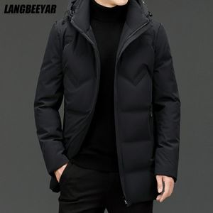 Parkas pour hommes haut de gamme marque décontractée mode longue 90% veste de canard pour hommes avec capuche coupe-vent noir manteaux bouffants vêtements d'hiver 221208