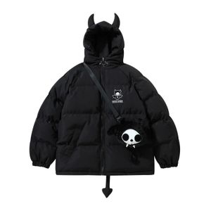 Parkas de plumón para hombres Hip Hop Hombres Streetwear Devil Horns Wing Tail Diseñador Chaquetas acolchadas con capucha Grueso Cálido Puffer Bubble Coats con muñeca 231108