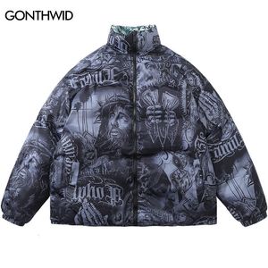 Parkas pour hommes Hip Hop veste réversible hommes Parka Streetwear hiver épais chaud Punk gothique manteau surdimensionné Harajuku mode décontracté en plein air 230906