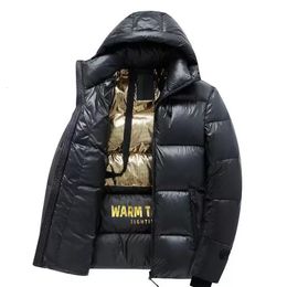 Hommes vers le bas Parkas capuche vêtements d'extérieur décontractés coupe-vent mode mâle coton chaud Parka brillant thermique noir Bomber vestes hommes coupe-vent 231018