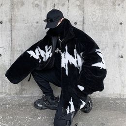 Parkas pour hommes Hybskr hiver veste en laine d'agneau Harajuku mode décontracté motif surdimensionné mâle épaissir chaud Hip Hop manteau ample 221007