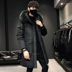 Heren down parkas in de 2022 winter mannen jassen lange kragen mannelijke capuchon jas om warme jas te houden1