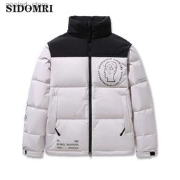 Parkas pour hommes INS hiver la nouvelle marque Face Parkas couleurs mélangées Couple manteaux en coton décontracté hommes col montant poche chaud vers le bas vestes Q231024