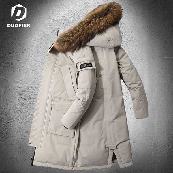 Parkas en duvet pour hommes Veste Mode Vêtements de travail en plein air Style Long Puffer Vestes Col en fausse fourrure Épais chaud hiver Blanc Canard Manteaux 221122