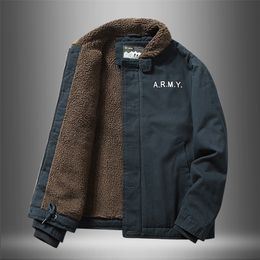 Heren Down Parkas Jacket ge￯miteerde lamb fur korte winter dikke kraag plus fleece gereedschap bommenwerper katoenen kleding 220924