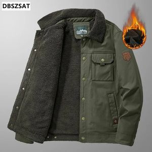 Veste Parkas en duvet pour hommes, veste courte d'hiver à revers, doublure en fourrure d'agneau, manteau doublé en peluche froide et épaisse, 231018