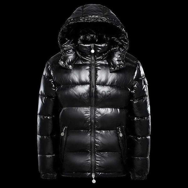 Parkas de plumón para hombre, chaqueta con capucha de pato blanco, cálido y brillante, abrigo mullido acolchado en negro y rojo brillante para hombre, globo de invierno para mujer YQ231106