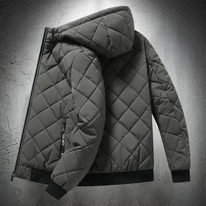 Vestes Parkas pour hommes pour hommes avec capuche automne hiver veste rembourrée en coton vêtements de mode texture losange décontracté grande taille 5XL 231018