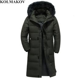 Heren donsparka's KOLMAKOV Heren eendendonsjassen Winter heren ganzendonsjas voor grote lange mannen X-lange parka's S-6XL jassen met afneembare hoed 231101