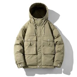 Parkas pour hommes Style coréen veste d'hiver hommes japonais rétro à capuche coton rembourrage manteau grande taille décontracté épaissir chaud coupe-vent 231102