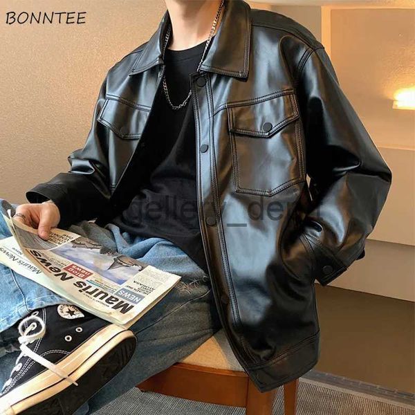 Veste en cuir Parkas pour hommes hommes beau High Street Hip Hop vêtements Baggy mode élégant décontracté Ulzzang adolescents dynamique noir Cool populaire J231010