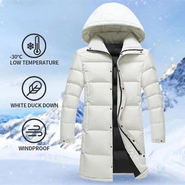 Parkas pour hommes longue doudoune hommes manteau à capuche hiver chaud épais doudoune blanc canard vers le bas Parkas vêtements d'extérieur manteau coupe-vent 231218