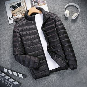 Parkas pour hommes M-5XL 6 couleurs Ultra-mince léger col montant hommes veste solide en coton drap fin fermeture éclair automne hiver manteau mince 220916