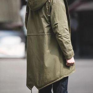 Parkas pour hommes Maden épais à capuche M51 manteau en coton en queue de poisson Plus veste Parka en velours armée vert coupe-vent hiver automne hommes Trench 231017