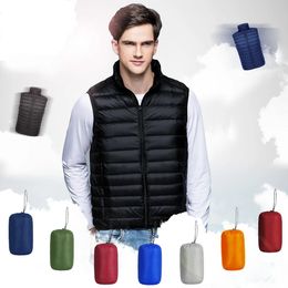 Parkas pour hommes homme légèrement vers le bas gilet court pour hommes col montant vers le bas épaule chaude veste rayée portable S-3XL 231017